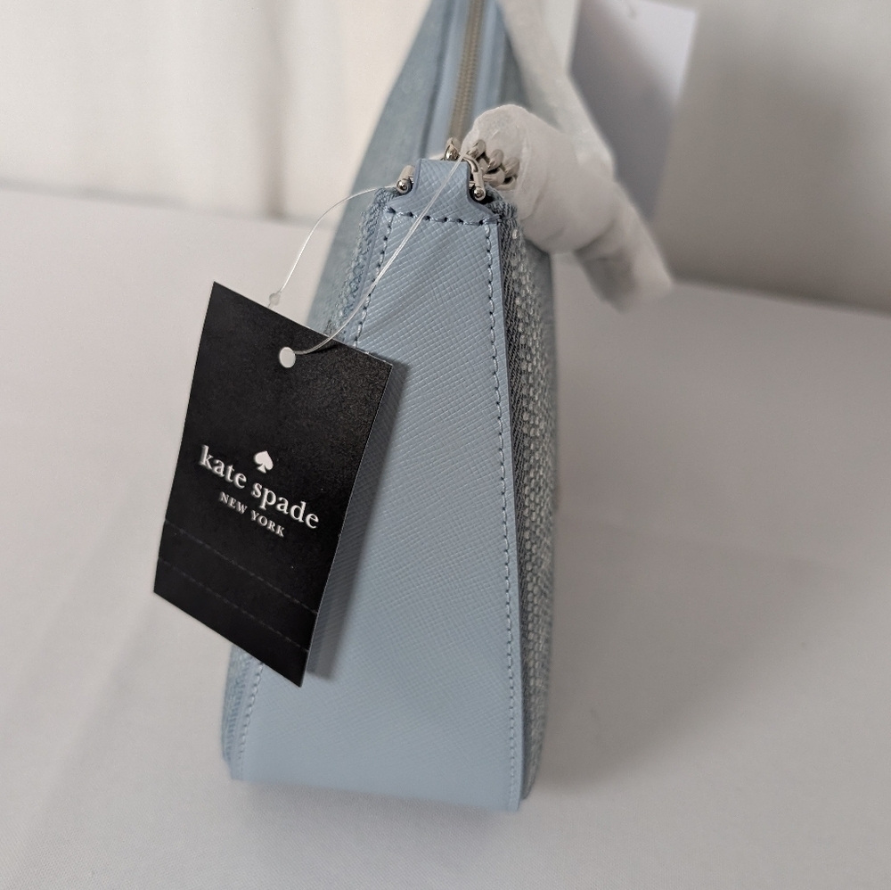 Kate Spade Madison Denim Rhinestone Studded Convertible Crossbody Light Blue - Picture 12 of 13